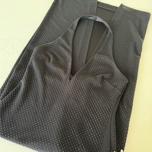 Black V-Neck Sparkle Halter Dress